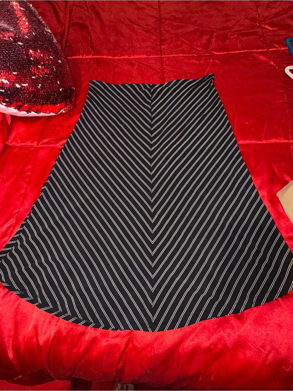 Black Striped A-Line Women's Skirt